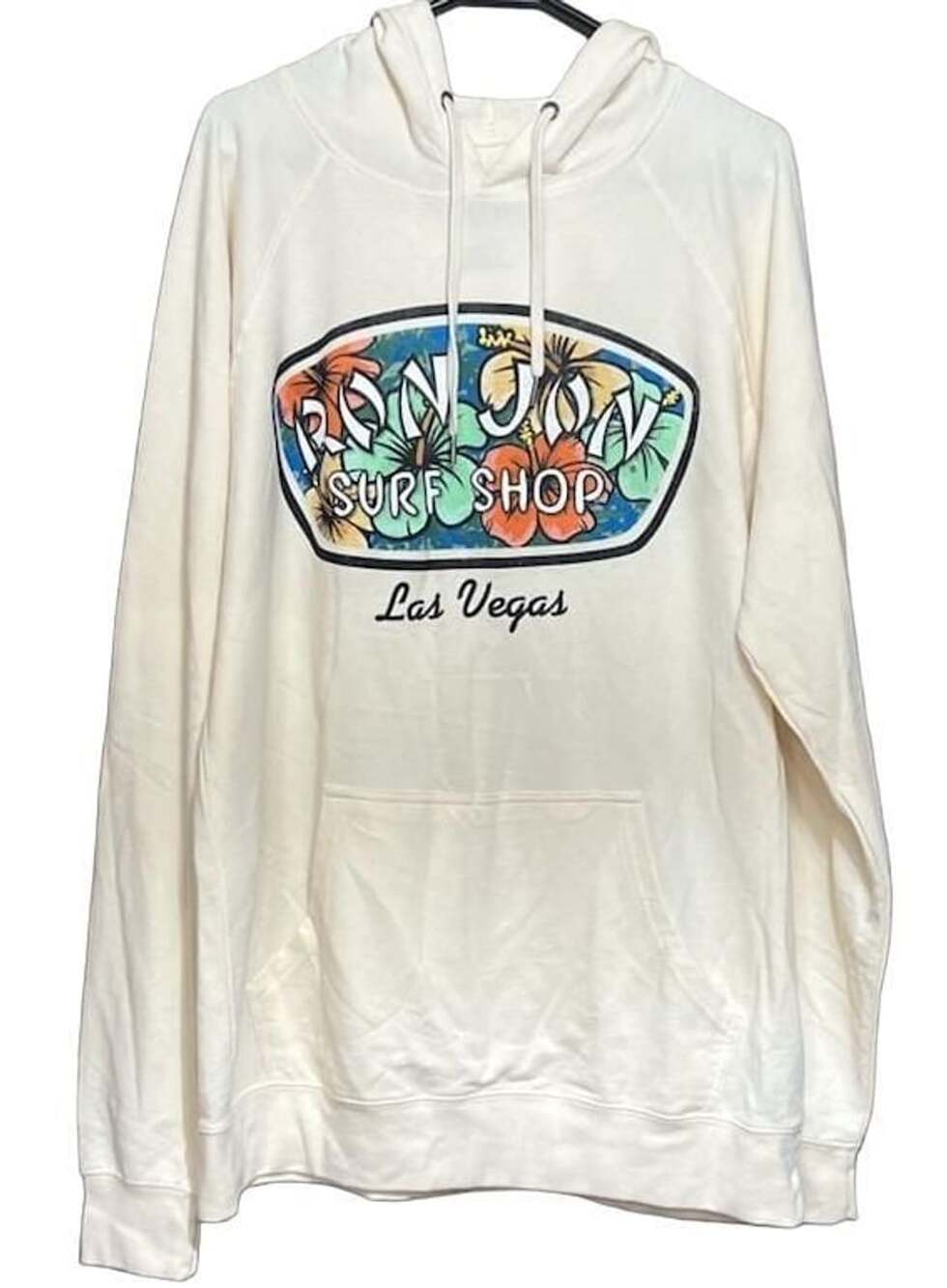Women’s Ron Jon Surf Shop RJ Hibiscus Badge Hoodie Size XL Bone